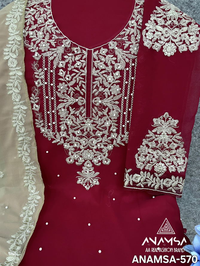 Anamsa 570 Georgette Embroidery Pakistani Suit Wholesalers In Delhi